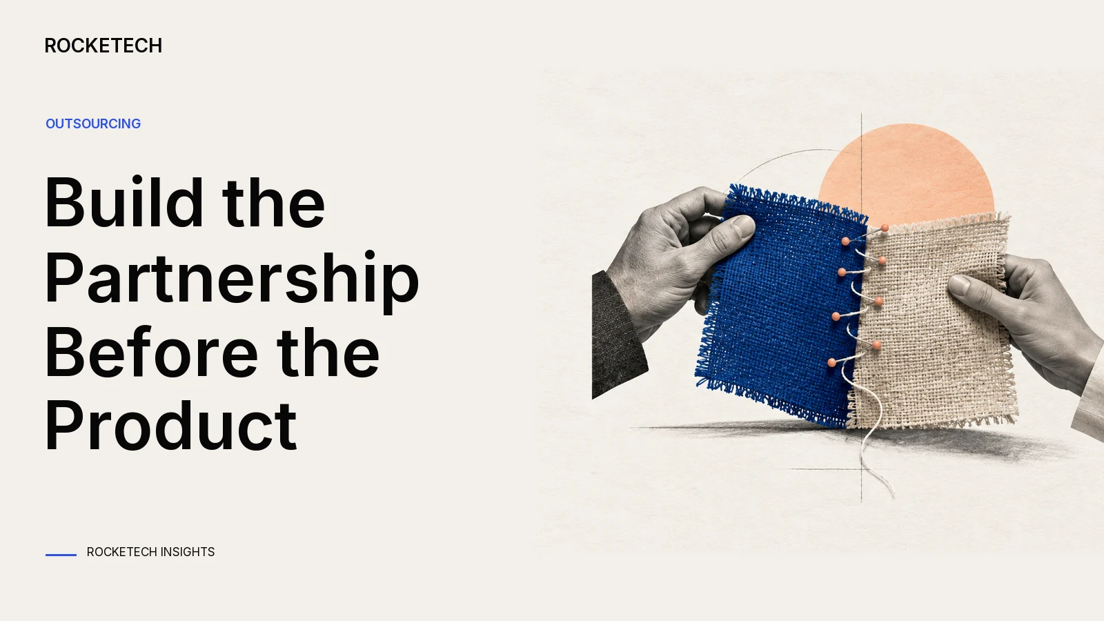 Two fabric pieces are joined by a short test seam with the remaining edges still open.